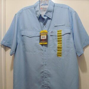 NWT The American Outdoorsman Men's Fishing Shirt UPF 40 Quick Dry Blue Sz Medium